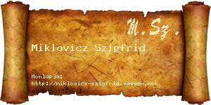 Miklovicz Szigfrid névjegykártya